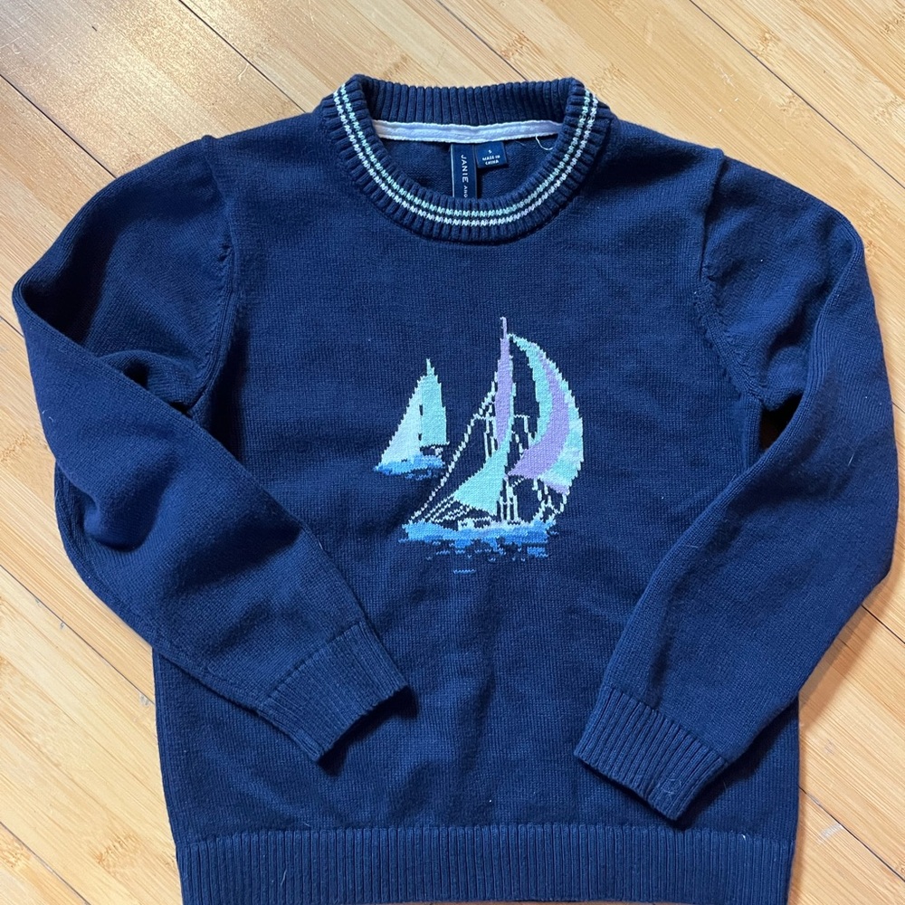 Janie and Jack Navy Blue Sailboat Sweater